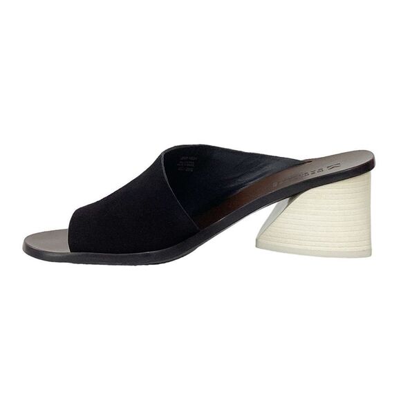 Mercedes Castillo Shoes - Mercedes Castillo Izar Suede Slide Sandals Black Ivory Block Heel Mule Size 39.5